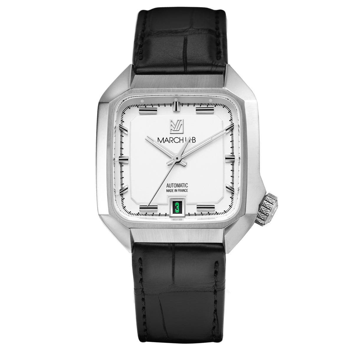 Montre MARCH LAB - AM2 SLIM AUTOMATIQUE WHITE / ALLIGATOR NOIR – HEROES ...