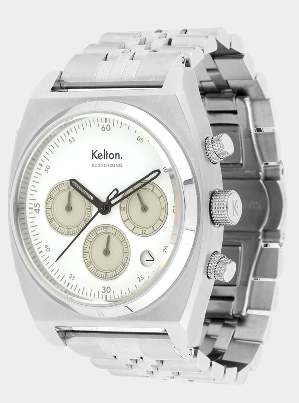 MONTRE KELTON - RC 24 Chrono méca-quartz blanc - bracelet jubillee
