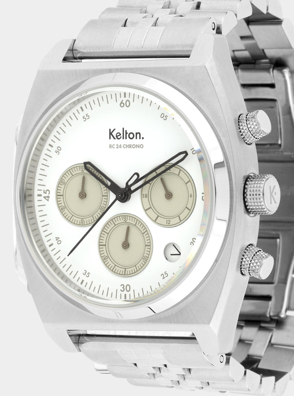 MONTRE KELTON - RC 24 Chrono méca-quartz blanc - bracelet jubillee