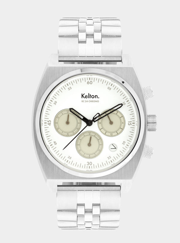 MONTRE KELTON - RC 24 Chrono méca-quartz blanc - bracelet jubillee