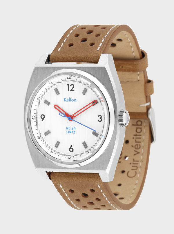 MONTRE KELTON - RC24 QRTZ Blanche – bracelet marron