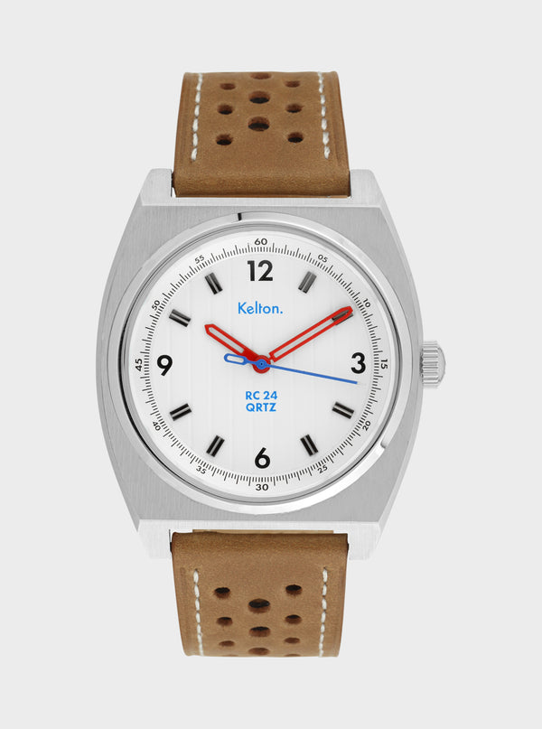 MONTRE KELTON - RC24 QRTZ Blanche – bracelet marron
