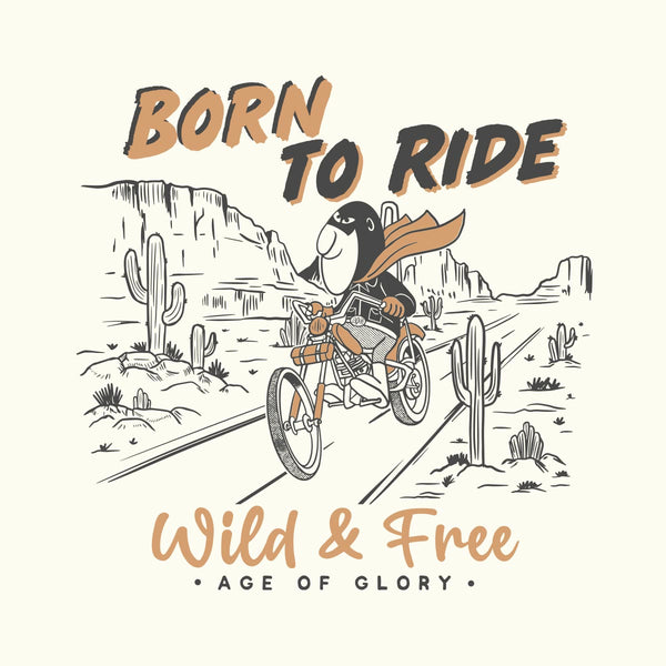 T-shirt Age Of Glory -BORN TO RIDE TEE NOIR ECRU