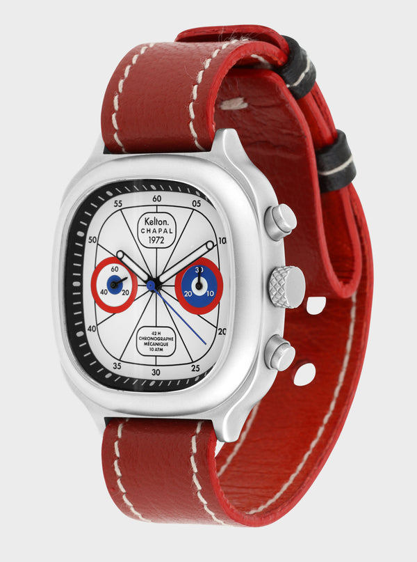 Chronographe 1972 Sky red & blue Kelton x Chapal