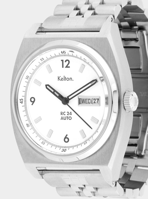 MONTRE KELTON - RC 24 Auto blanche - bracelet jubillee