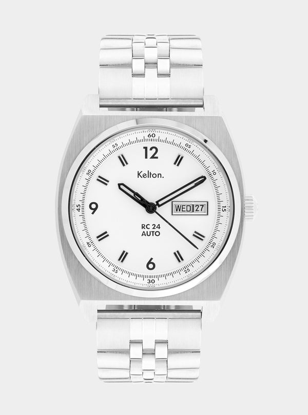 MONTRE KELTON - RC 24 Auto blanche - bracelet jubillee