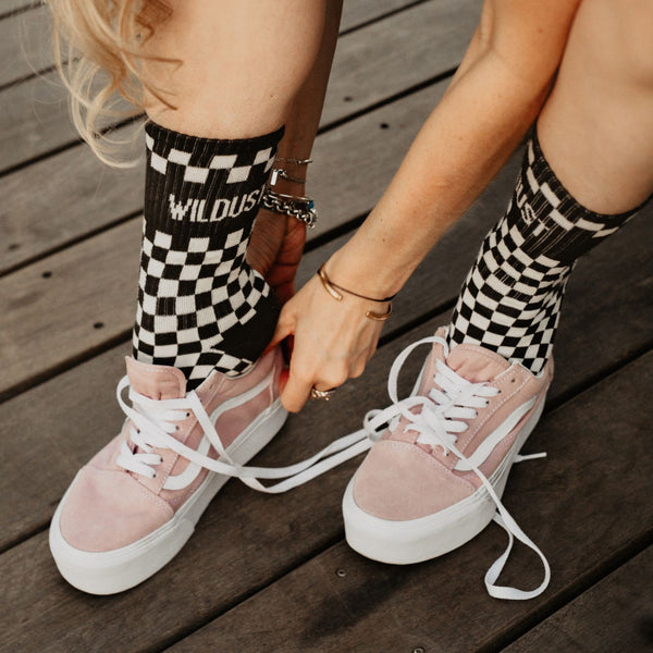 Chaussettes Wildust Sisters - CHECKERBOARD GREY