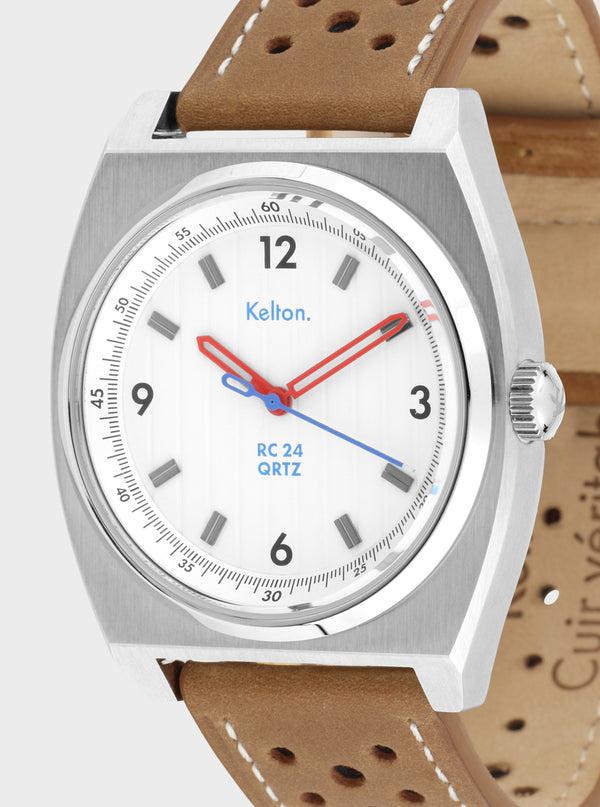 MONTRE KELTON - RC24 QRTZ Blanche – bracelet marron