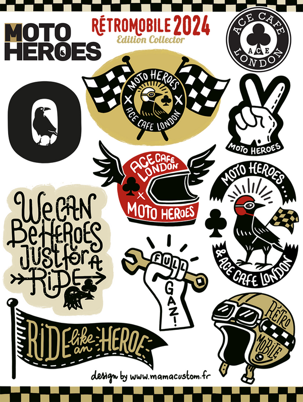 Stickers MOTO HEROES Edition Collector RETROMOBILE