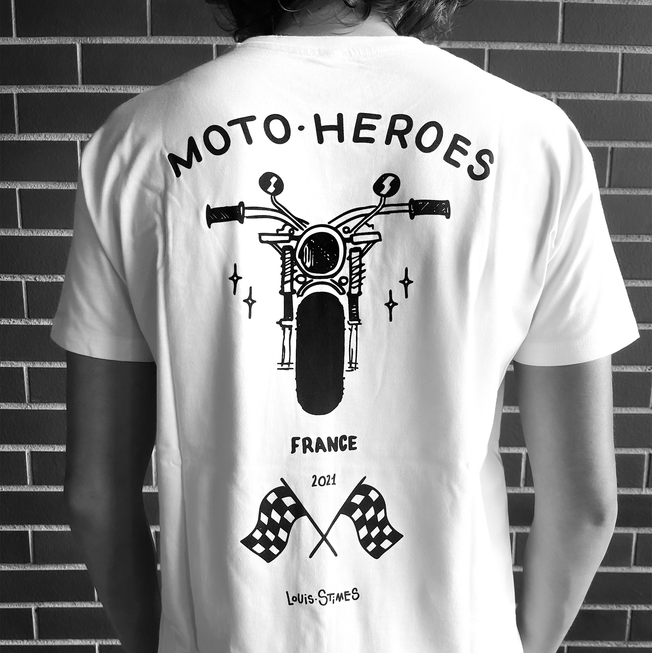 T-shirt Moto Heroes x Louis Stimes blanc - Moto – HEROES SHOP